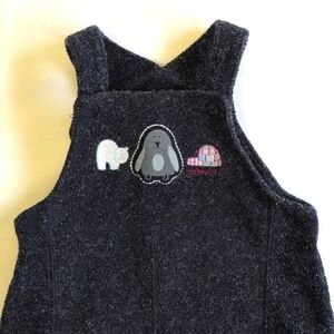 vintage oshkosh b'gosh embroidered fleece overalls with mohair 6-9 months baby